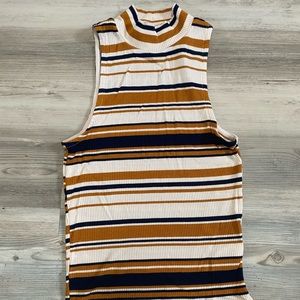 Camel/Navy/Cream striped tank top. Size s.